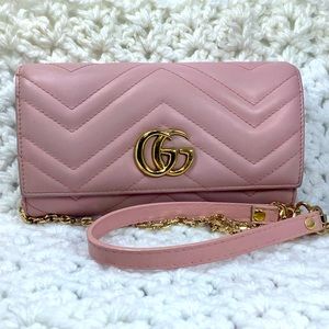 SOLD Gucci marmont pink nude chain wallet